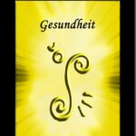 Gelbes Symbolbild mit einem dunklen Spiralmotiv und dem Wort Gesundheit, vermittelt eine warme, energetische Ausstrahlung – Beluga Wal, Kamen Rider, Mond & Gefühlswelt