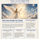 Zeitung EVE mit Engelsymbolen und einer strahlenden Engel-Figur am Himmel, überschrieben mit „Engelenergien“ und „Lichtpost für Herz & Seele“.
